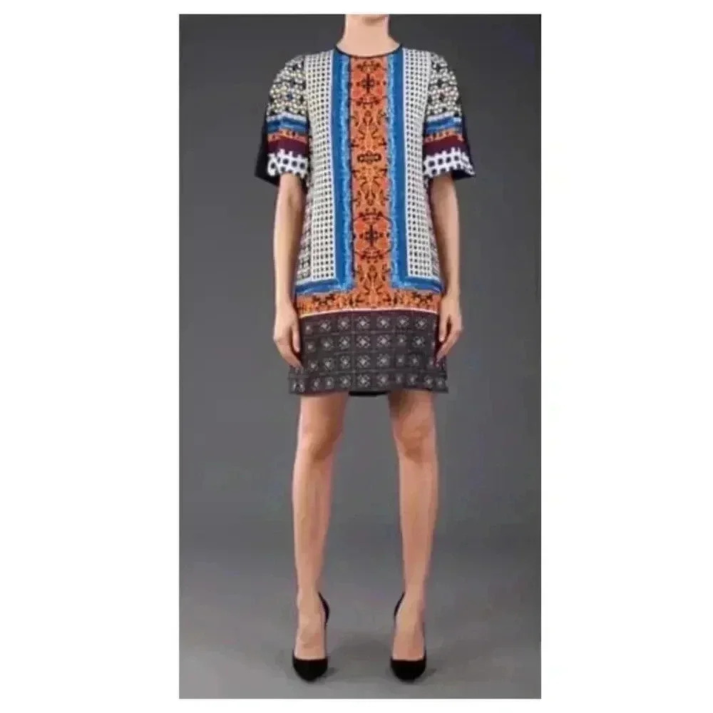 Clover Canyon Multicolor Printed Shift Dress — Blue, Orange, Black